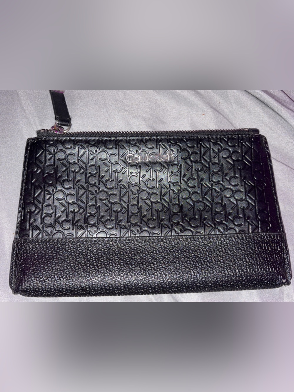 Calvin Klein Black Embossed Leather Clutch